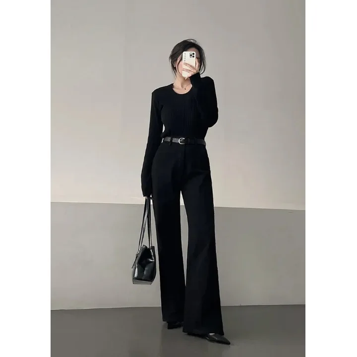 Chic Vintage Black Bell Bottom Jeans Elegant Slimming Loose Denim Long Pants Women's Straight Leg Micro Stretch Natural Waist
Chic Vintage Black Bell Bottom Jeans Elegant Slimming Loose Denim Long Pants Women's Straight Leg Micro Stretch Natural Waist