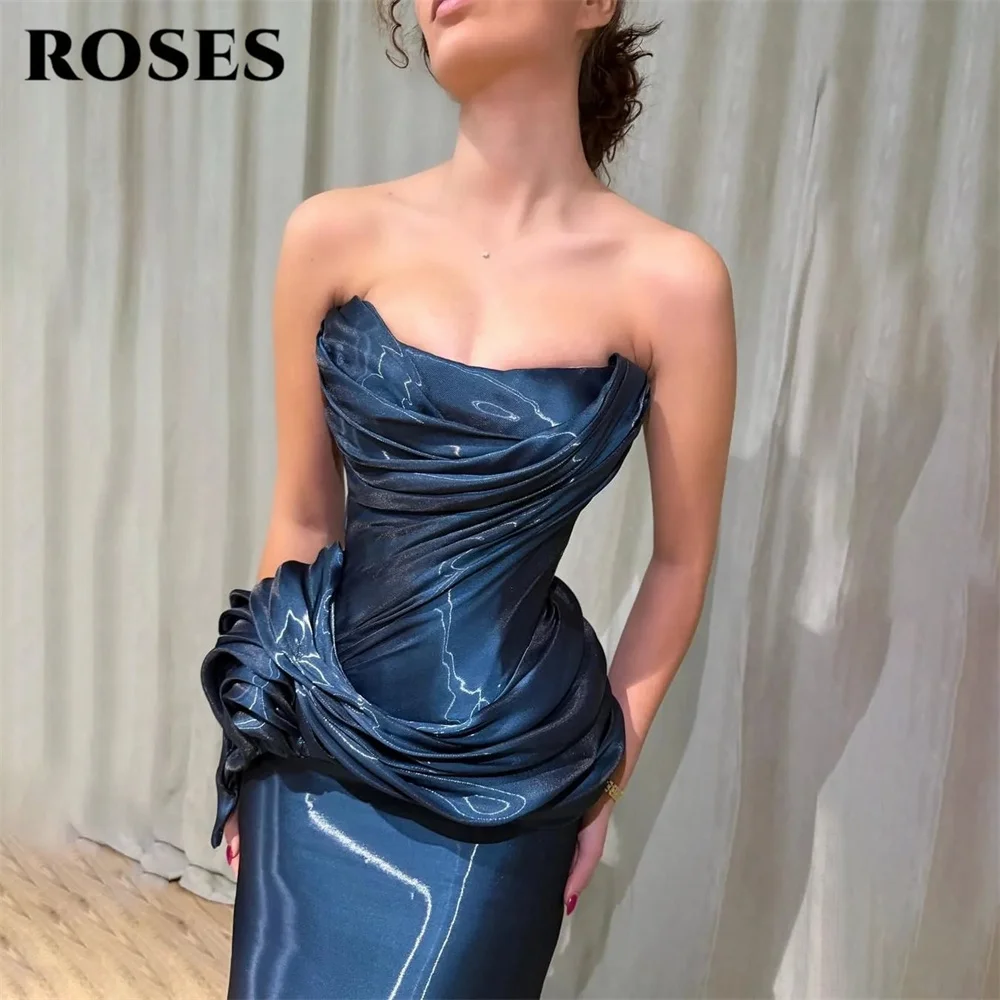 ROSES Navy Blue Prom Dress Strapless Trumpet Celebrity Dresses with Pleated Women's Evening Dresses for Gala Modest Customized
ROSES Navy Blue Prom Dress Strapless Trumpet Celebrity Dresses with Pleated Women's Evening Dresses for Gala Modest Customized