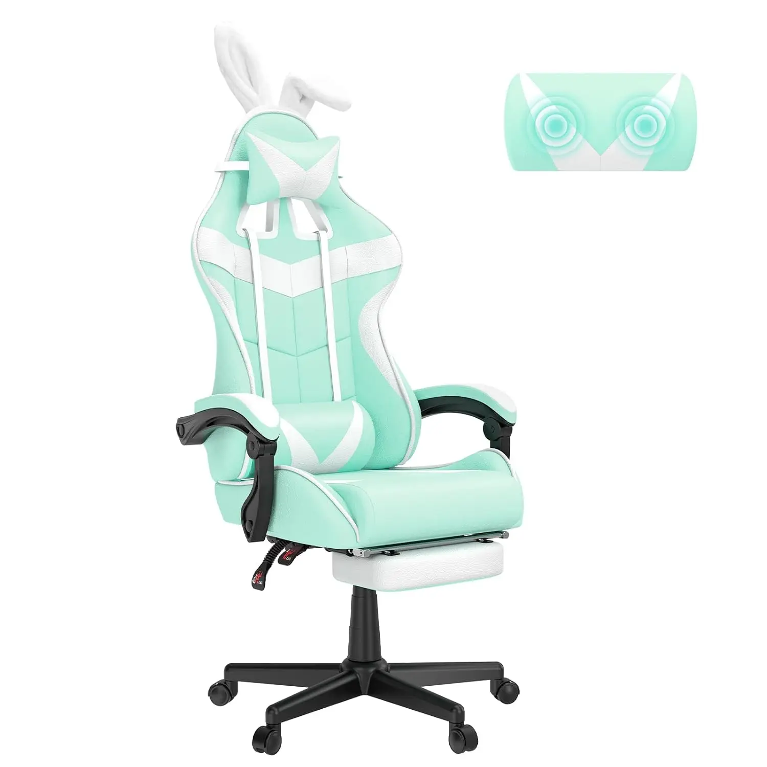 Light Green Gaming Chair with Footrest Cute Bunny Design for Girl Women Bedroom Gift,Customized
Light Green Gaming Chair with Footrest Cute Bunny Design for Girl Women Bedroom Gift,Customized