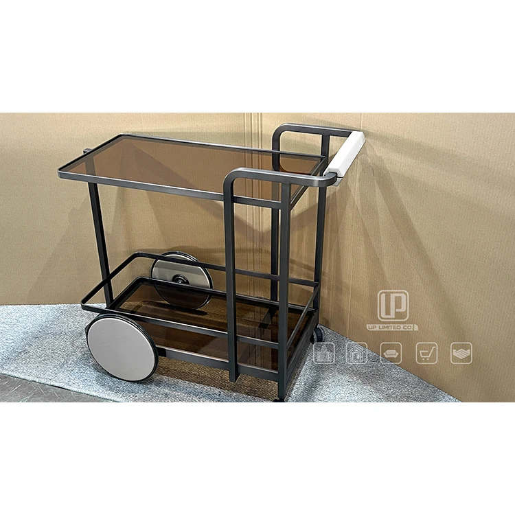 High End Popular Living Room Hotel Furniture Food 4 Wheel Black Steel Trolley 2 Tier Rectangle Bar Cart Trolley
High End Popular Living Room Hotel Furniture Food 4 Wheel Black Steel Trolley 2 Tier Rectangle Bar Cart Trolley