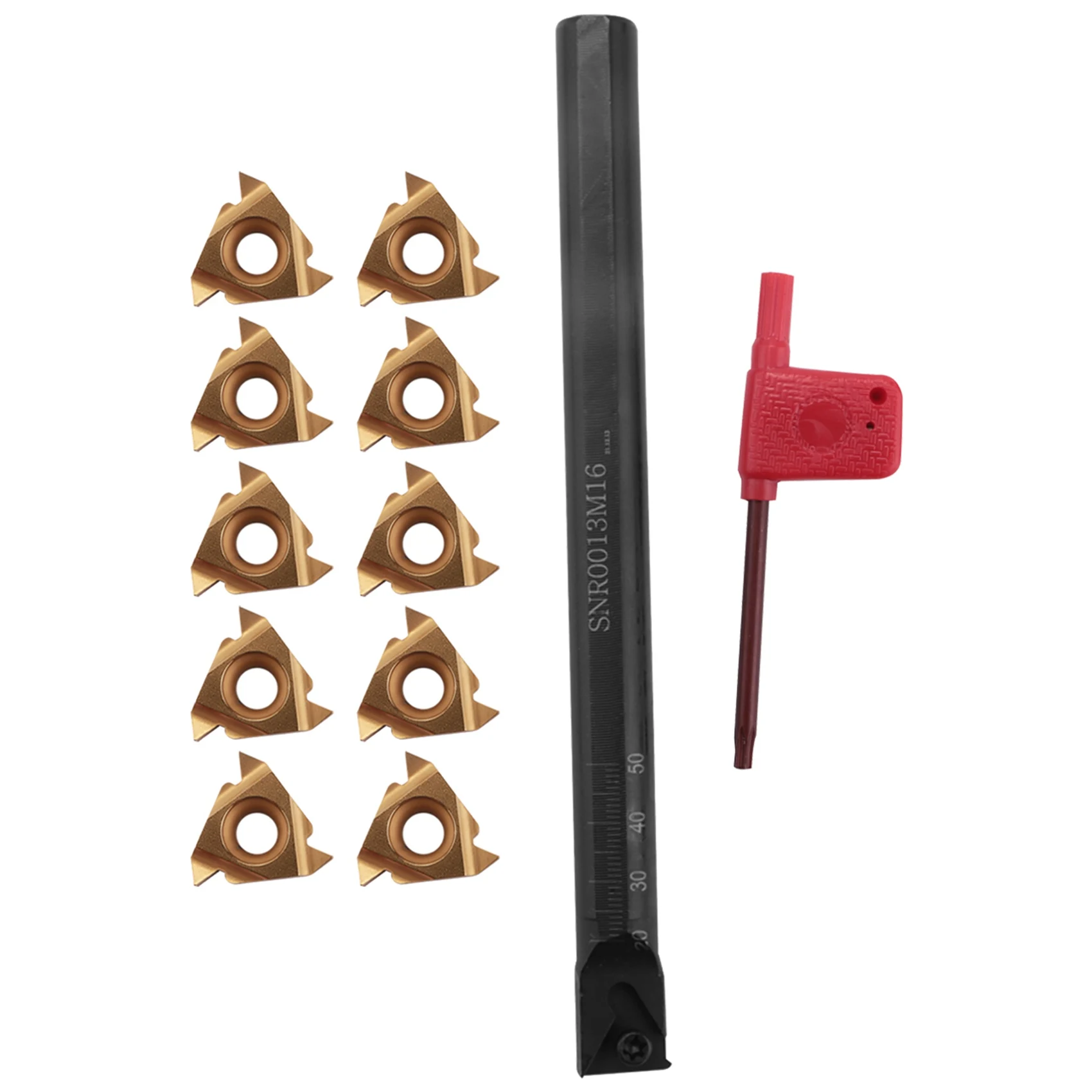 Lightweight 1/2 Inch Lathe Threading Boring Bar With 10Pcs 16IR AG60 Internal Threading Carbide Turning Inserts And T15 Wrench
Lightweight 1/2 Inch Lathe Threading Boring Bar With 10Pcs 16IR AG60 Internal Threading Carbide Turning Inserts And T15 Wrench
