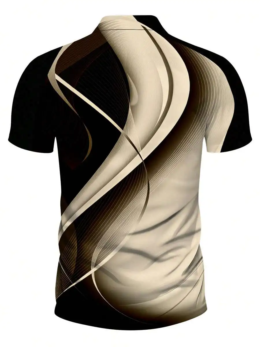 Mens Casual Shirt With 3D Abstract Wave Print Black Beige Loose Fit Breathable Summer
Mens Casual Shirt With 3D Abstract Wave Print Black Beige Loose Fit Breathable Summer