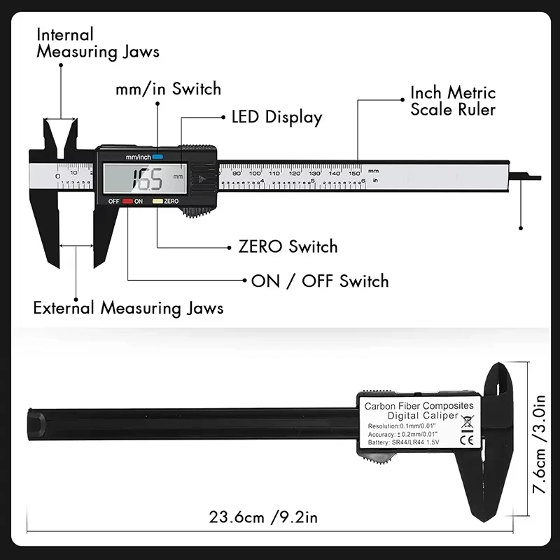 Digital Caliper 100mm/150mm Electronic Carbon Fiber Dial Vernier Caliper Gauge Micrometer Measuring Tool Digital Ruler
Digital Caliper 100mm/150mm Electronic Carbon Fiber Dial Vernier Caliper Gauge Micrometer Measuring Tool Digital Ruler