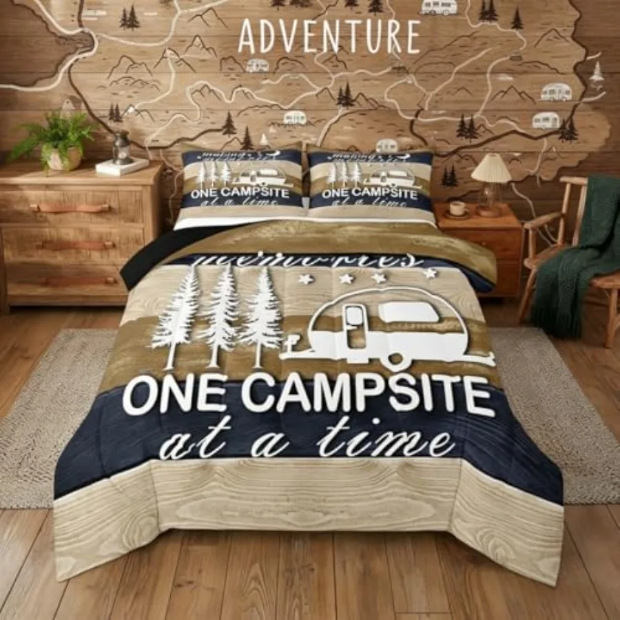 Camper Comforter Set, Happy Camping Bedding Rv Decorations For Inside Camper Quilt, Teens Rustic Farmhouse Bedding Comforter Se
Camper Comforter Set, Happy Camping Bedding Rv Decorations For Inside Camper Quilt, Teens Rustic Farmhouse Bedding Comforter Se