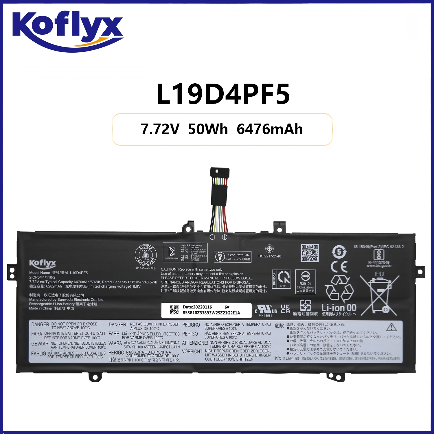 Koflyx new laptop battery for Lenovo Ideapad Yoga Slim 7 Carbon 13ITL5 Slim 7-13ITL05 7-13ACN05 L19D4PF5 L19M4PF7
Koflyx new laptop battery for Lenovo Ideapad Yoga Slim 7 Carbon 13ITL5 Slim 7-13ITL05 7-13ACN05 L19D4PF5 L19M4PF7