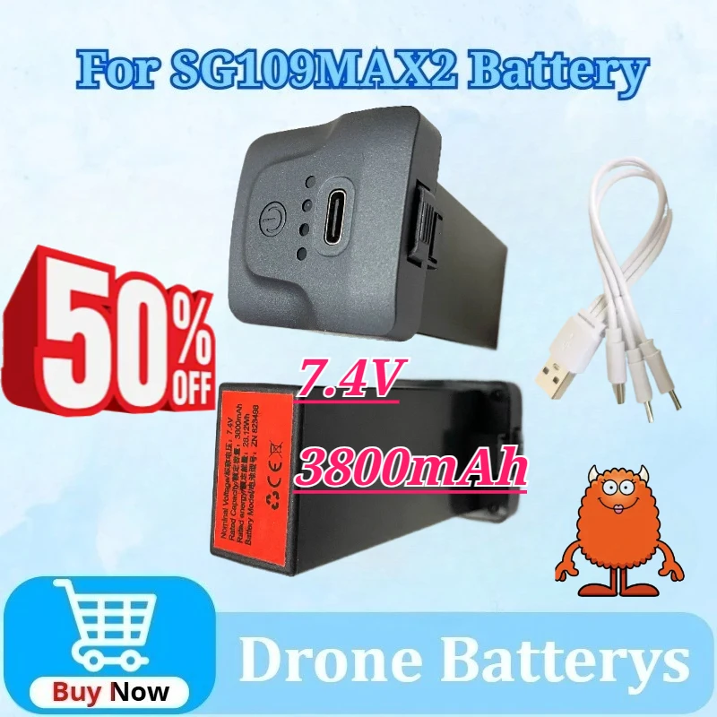7.4V 3800mAh for SG109MAX2 Battery 30/25mins Flight Time for SG109 Max2 Module Multi-core Lithium Battery Accessories
7.4V 3800mAh for SG109MAX2 Battery 30/25mins Flight Time for SG109 Max2 Module Multi-core Lithium Battery Accessories