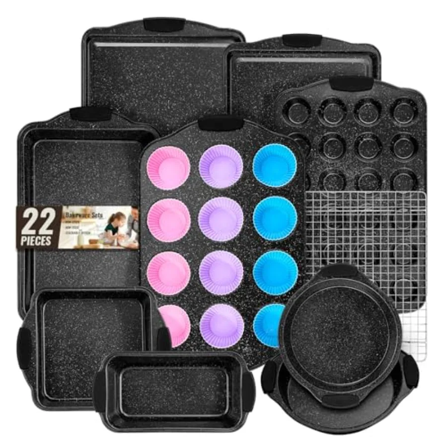 Baking Pans Set Nonstick Bakeware Sets Stackable with Silicone Handles 22 Pieces Oven Pan for Cooking Including Baking Cookie S
Baking Pans Set Nonstick Bakeware Sets Stackable with Silicone Handles 22 Pieces Oven Pan for Cooking Including Baking Cookie S