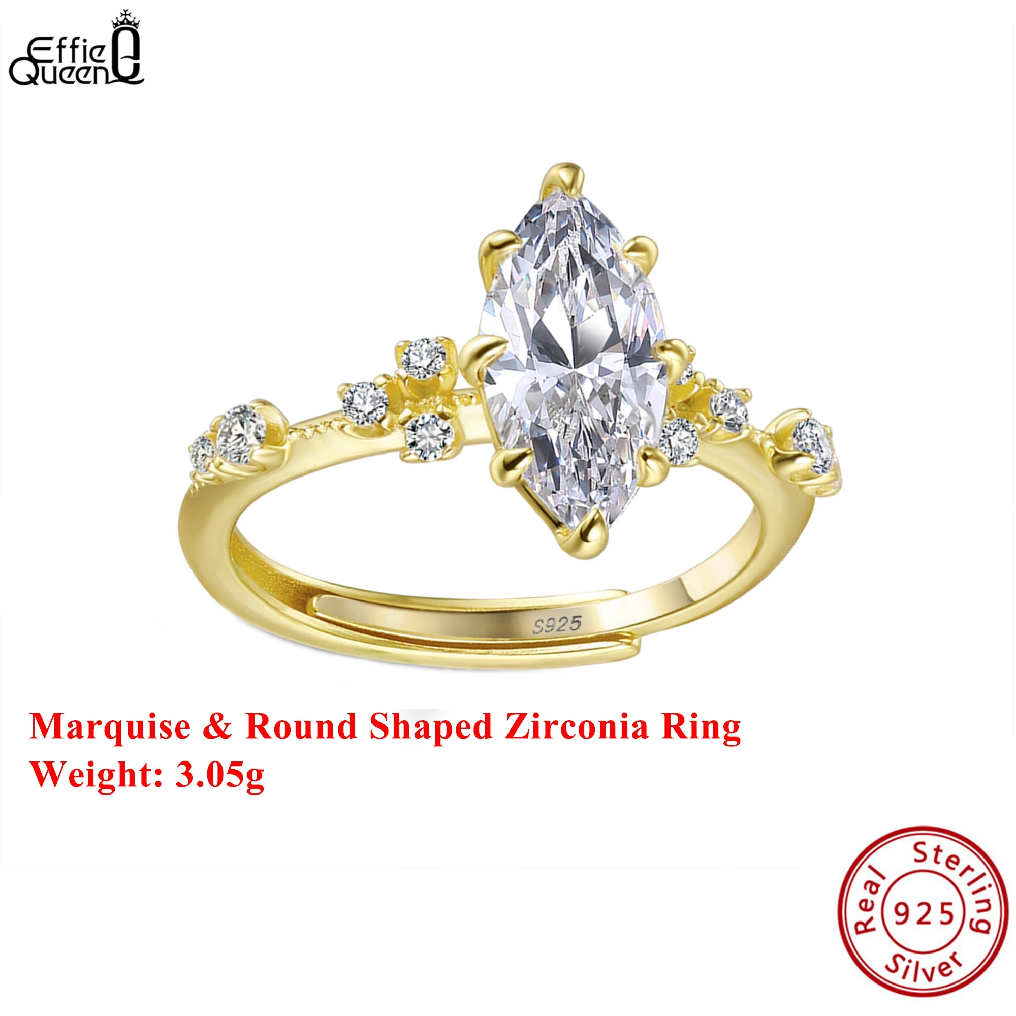 Effie Queen 925 Sterling Silver 14k Gold Marquise & Round Zirconia Ring Luxury Jewelry for Women, Men Wedding Party Gift LZR46
Effie Queen 925 Sterling Silver 14k Gold Marquise & Round Zirconia Ring Luxury Jewelry for Women, Men Wedding Party Gift LZR46