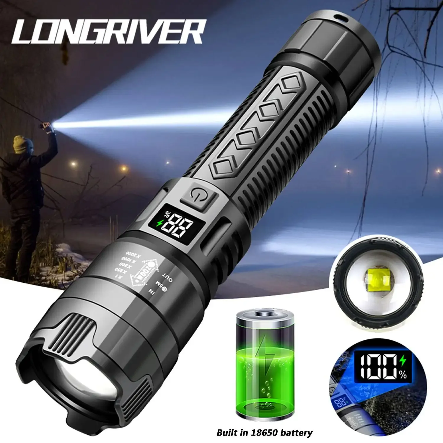 LONGRIVER Мощные светодиодные фонарики DS-1887 Тактический фонарь с подсветкой дисплея USB-зарядка Кемпинг Рыбалка Фонарь с зумом
LONGRIVER Мощные светодиодные фонарики DS-1887 Тактический фонарь с подсветкой дисплея USB-зарядка Кемпинг Рыбалка Фонарь с зумом