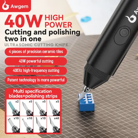 Awgem 40KHz Handheld Ultrasonic Cutter Ultrasonic cutting knife DIY Electric Carving Tools for Plastic/Resin/3D Printing/Textile