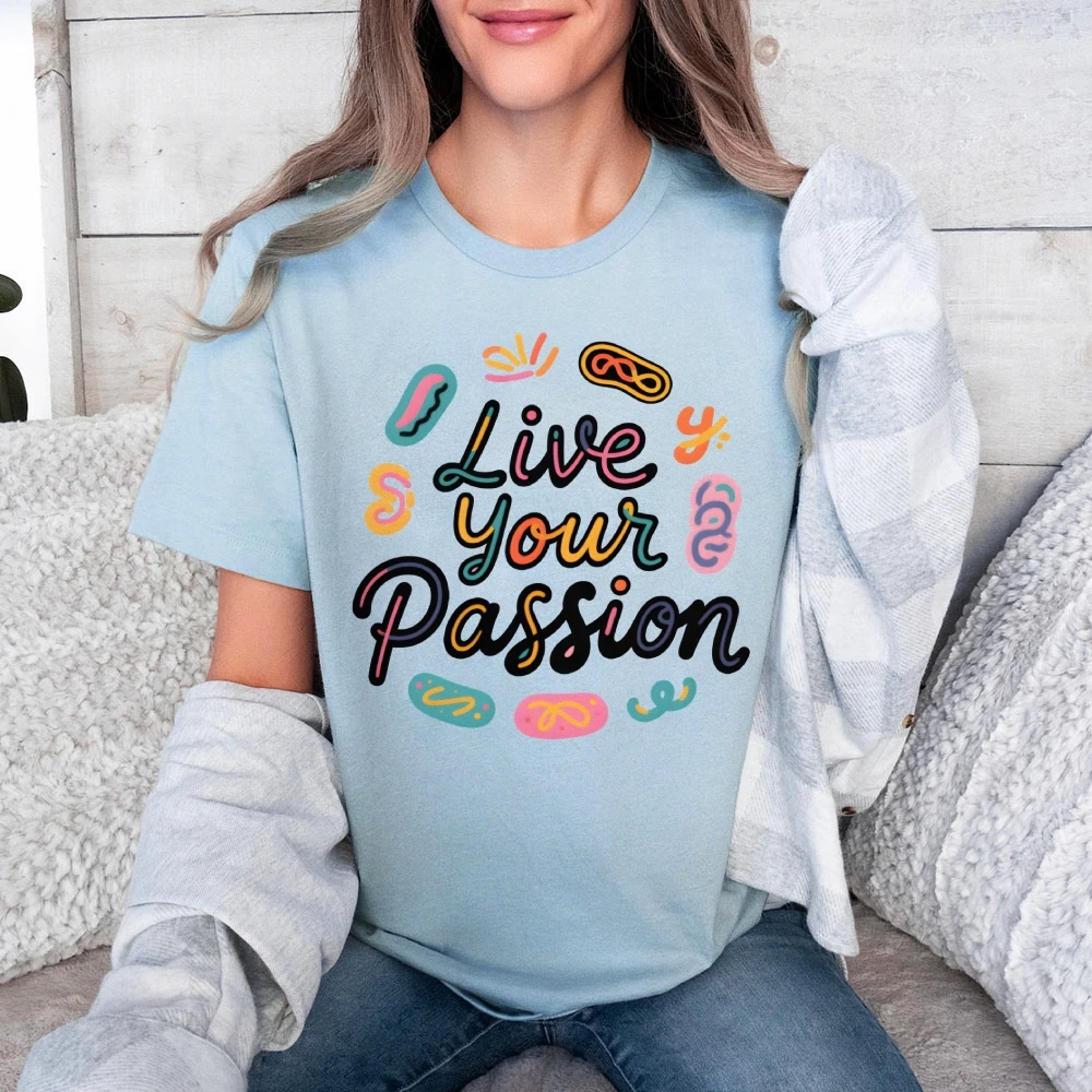 Graphic Colorful Tees Street Wear Y2K Women‘s Clothes Cotton Casual T-Shirt Crew Neck Live Your Passion Letters Printing
Graphic Colorful Tees Street Wear Y2K Women‘s Clothes Cotton Casual T-Shirt Crew Neck Live Your Passion Letters Printing