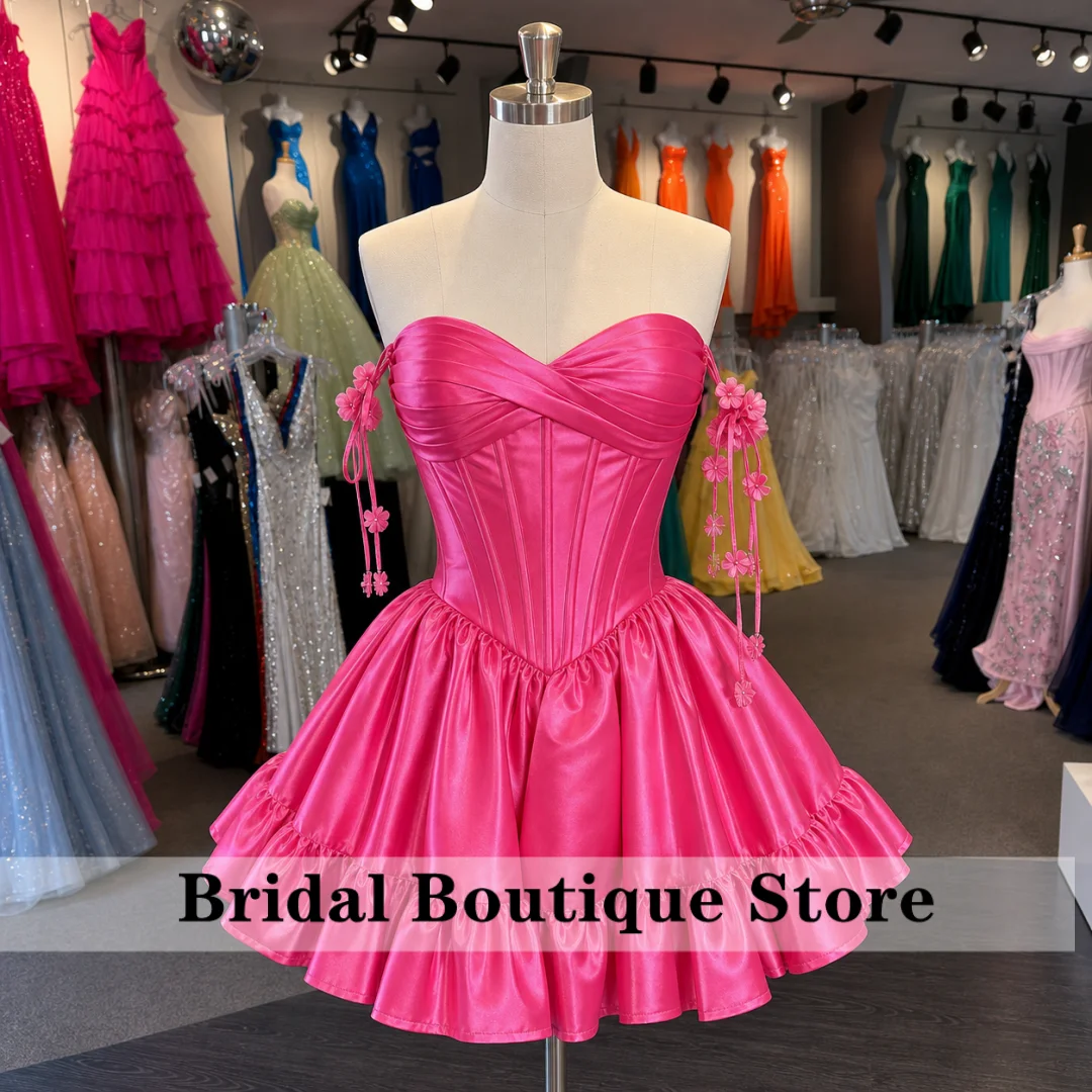 Hot Pink Tie Spaghetti Strap Satin Corset Mini Homecoming Dress Ruffle Hem A Line Cocktail Gown Prom Birthday Dress Customized
Hot Pink Tie Spaghetti Strap Satin Corset Mini Homecoming Dress Ruffle Hem A Line Cocktail Gown Prom Birthday Dress Customized