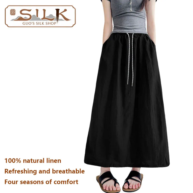 Natural Pure Linen Women's Half-Dress High-Waist A-Line Strappy Skirt Spring and Summer Outdoor Leisure Comfortable Cool
Natural Pure Linen Women's Half-Dress High-Waist A-Line Strappy Skirt Spring and Summer Outdoor Leisure Comfortable Cool