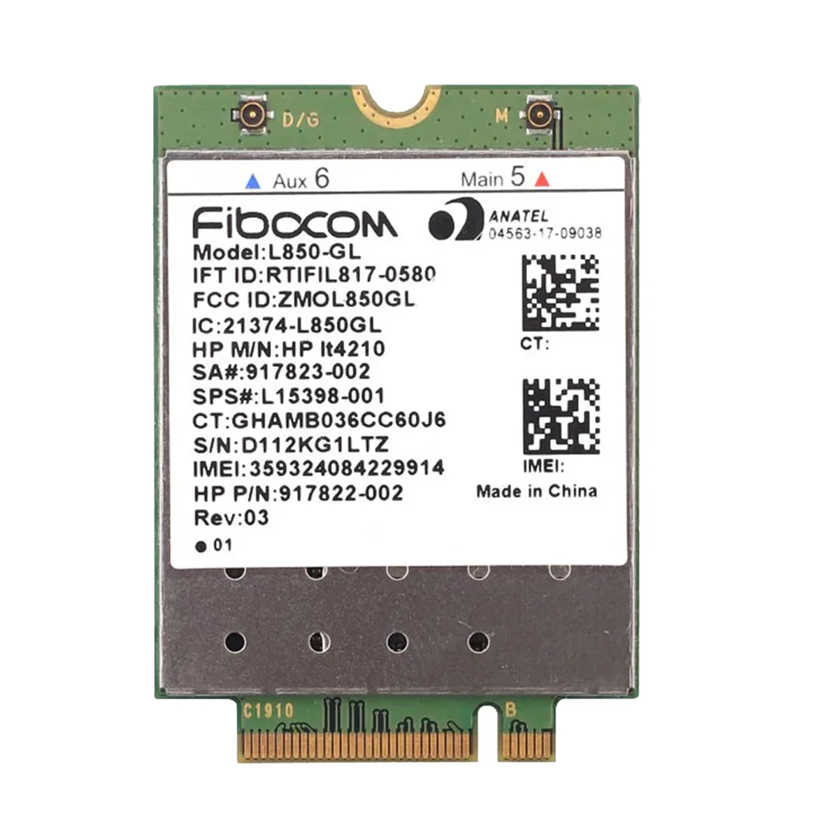 Fibocom for HP 830 840 735 745 1040 4G Module L850-GL LT4210 XMM7360 Multifunction Convenience Module
Fibocom for HP 830 840 735 745 1040 4G Module L850-GL LT4210 XMM7360 Multifunction Convenience Module
