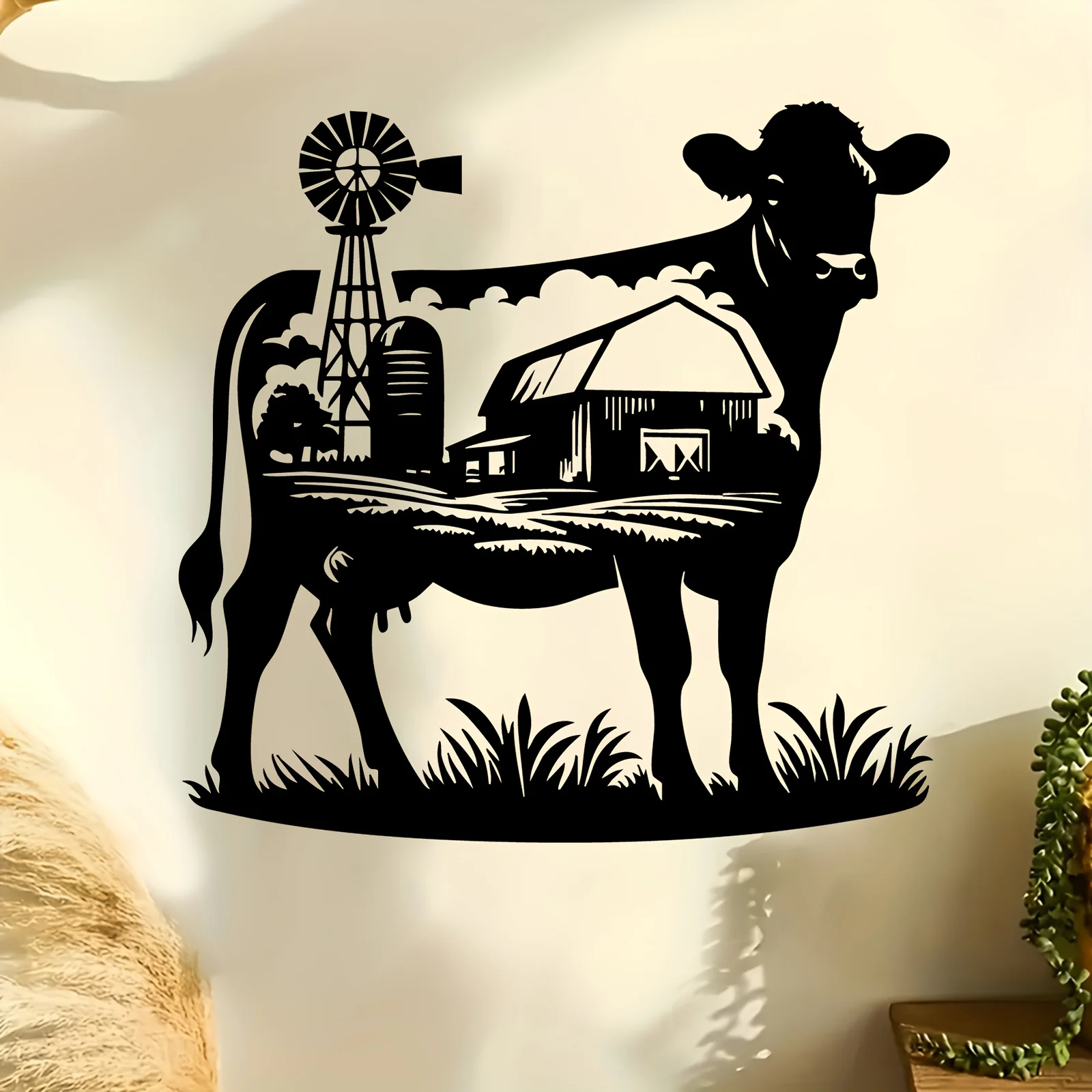1pc Cow Silhouette Metal Wall Art Farm Scene Statue Mural Farmhouse Home Decor Gift
1pc Cow Silhouette Metal Wall Art Farm Scene Statue Mural Farmhouse Home Decor Gift