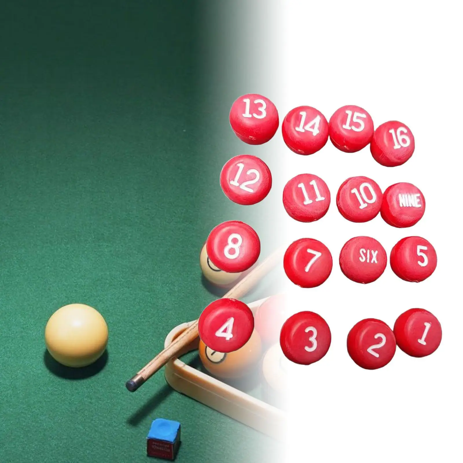 Universal Numbered Pill Pool Balls 16 Red Dice Set Portable Billiards Accessories for Bar Game Night
Universal Numbered Pill Pool Balls 16 Red Dice Set Portable Billiards Accessories for Bar Game Night