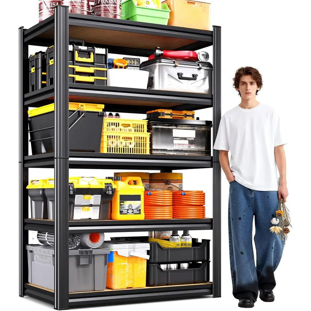 71H 5-Tier Heavy-Duty Adjustable Metal Storage Shelves for Garage, Utility, and Industrial Use
71H 5-Tier Heavy-Duty Adjustable Metal Storage Shelves for Garage, Utility, and Industrial Use