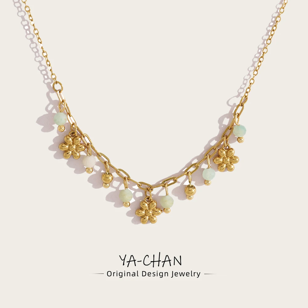 YACHAN 18K Gold Plated Stainless Steel Flower Charm Necklace for Women Chic Trendy Clavicle Choker Jewelry Waterproof
YACHAN 18K Gold Plated Stainless Steel Flower Charm Necklace for Women Chic Trendy Clavicle Choker Jewelry Waterproof