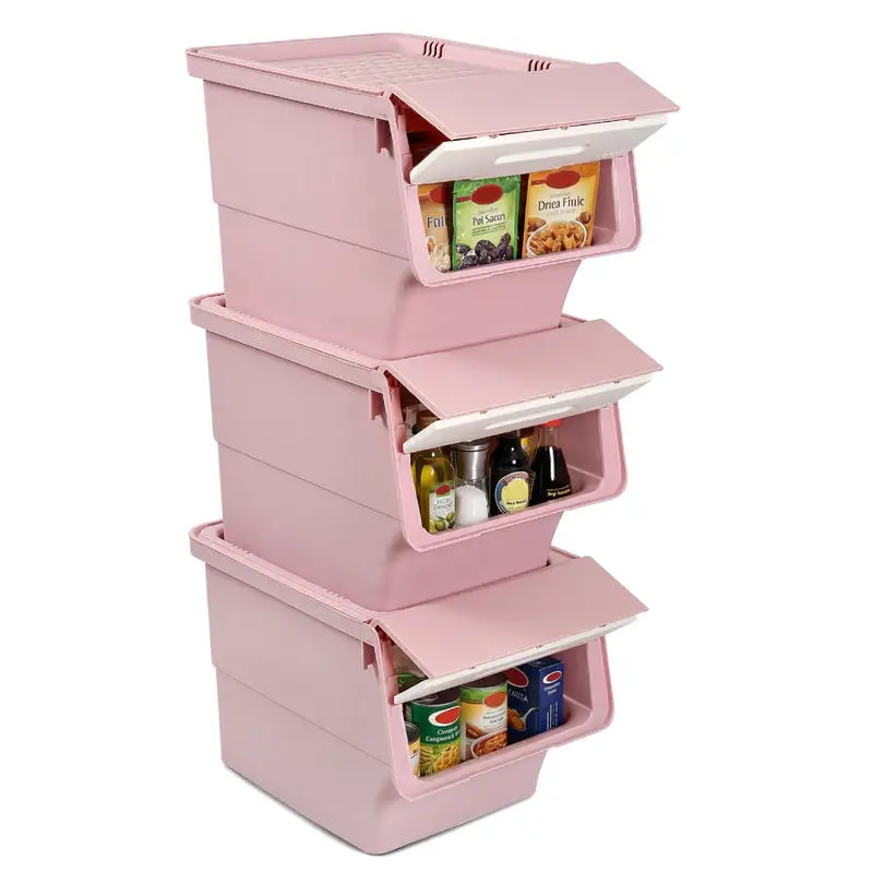 3 Pieces Storage Bins on Wheels Stackable Plastic Boxes with Stay-Open Lid (M)-Pink
3 Pieces Storage Bins on Wheels Stackable Plastic Boxes with Stay-Open Lid (M)-Pink
