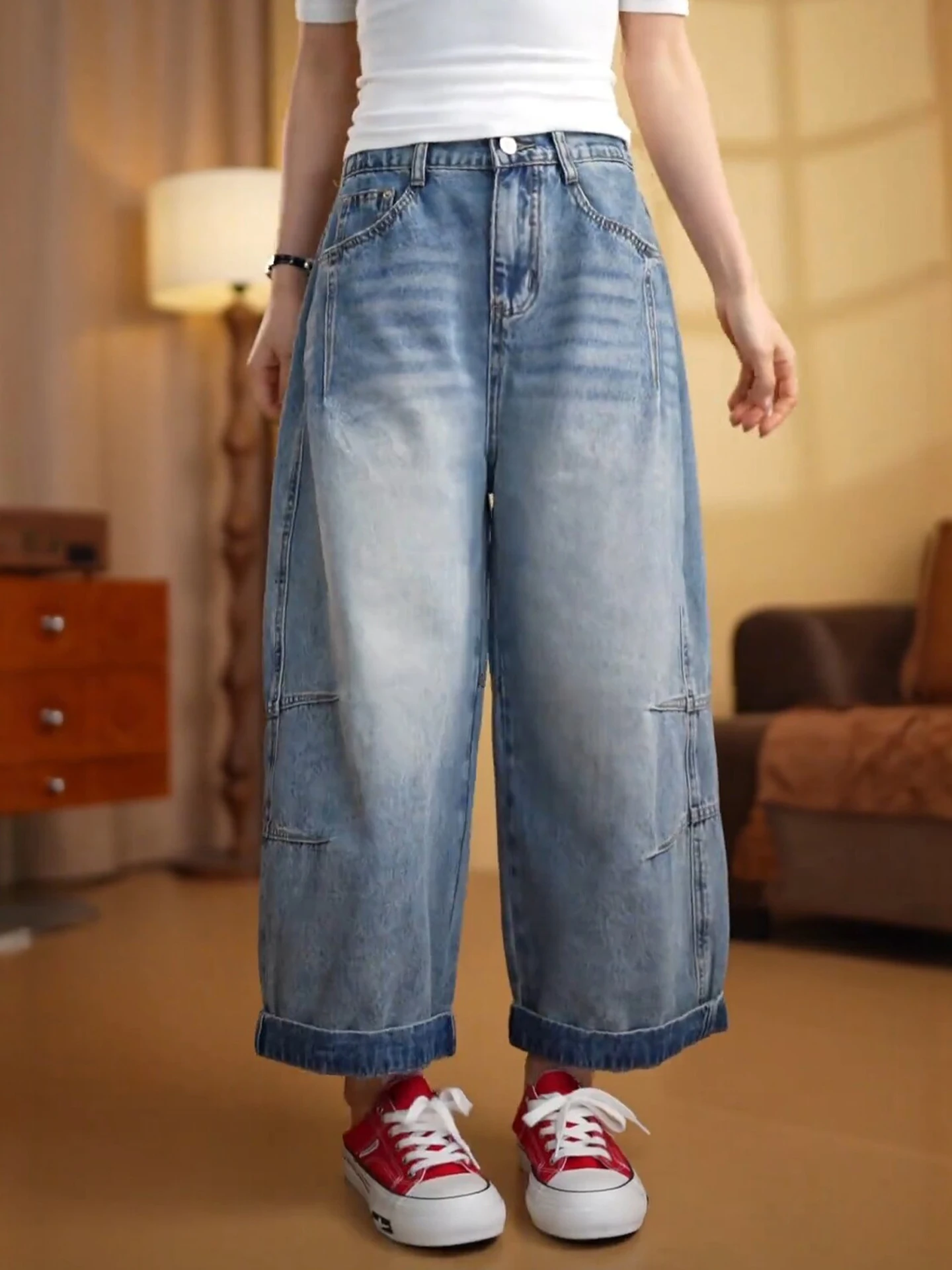 High Waist Slim Fit Wide Leg Jeans Women's Summer Thin New Style Curly Knife Jeans Casual Cotton Polyester Blend Comfortable
High Waist Slim Fit Wide Leg Jeans Women's Summer Thin New Style Curly Knife Jeans Casual Cotton Polyester Blend Comfortable