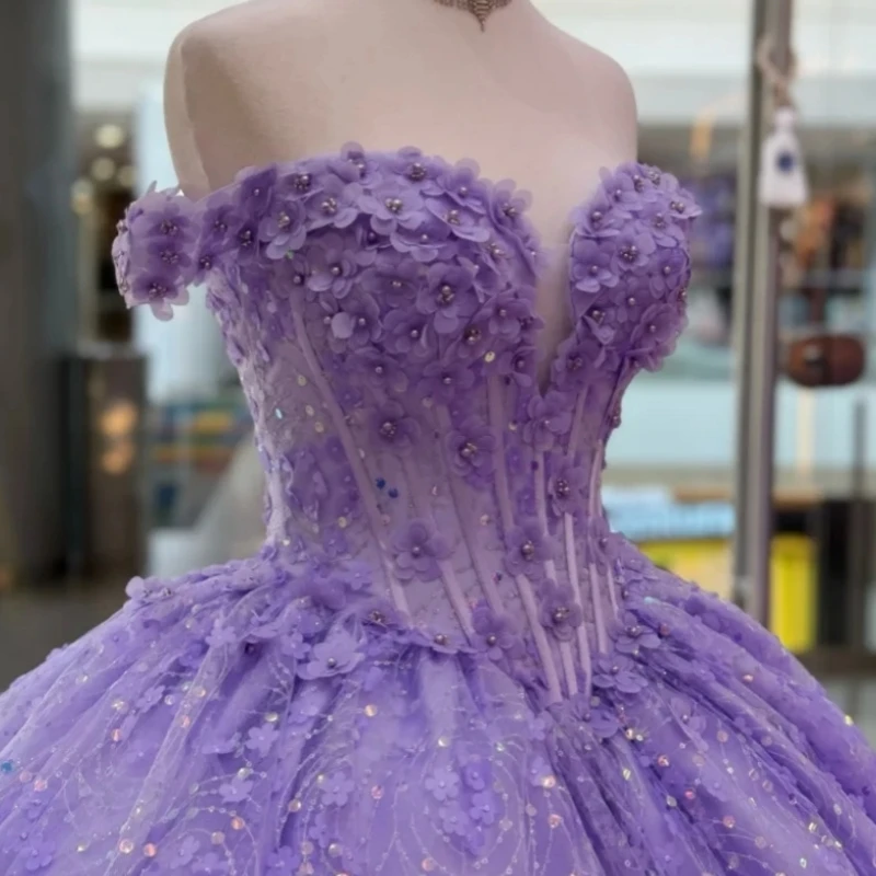 Lavender Mexican Women Pageant Birthday Party Dress Cap Sleeve Flower Lace Up Ballgown Vestido De xv Quinceanera Prom Customized
Lavender Mexican Women Pageant Birthday Party Dress Cap Sleeve Flower Lace Up Ballgown Vestido De xv Quinceanera Prom Customized