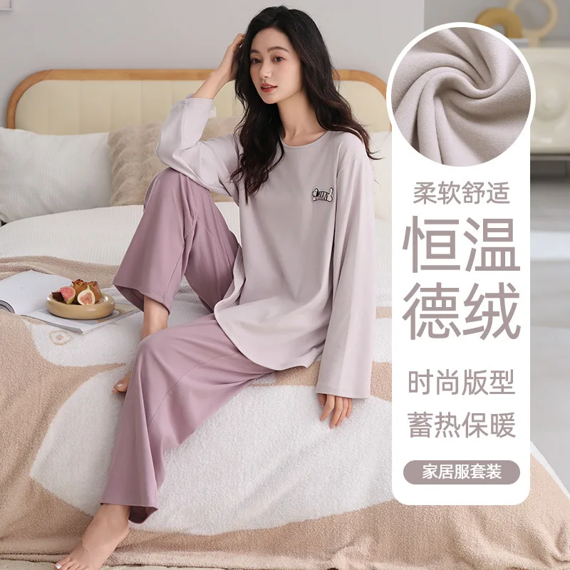 Женский пижамный комплект: комфортная домашняя одежда, утолщенный, с длинным рукавом, мягкий, в корейском стиле, новая коллекция, комплект из двух предметов, верхняя одежда
Женский пижамный комплект: комфортная домашняя одежда, утолщенный, с длинным рукавом, мягкий, в корейском стиле, новая коллекция, комплект из двух предметов, верхняя одежда