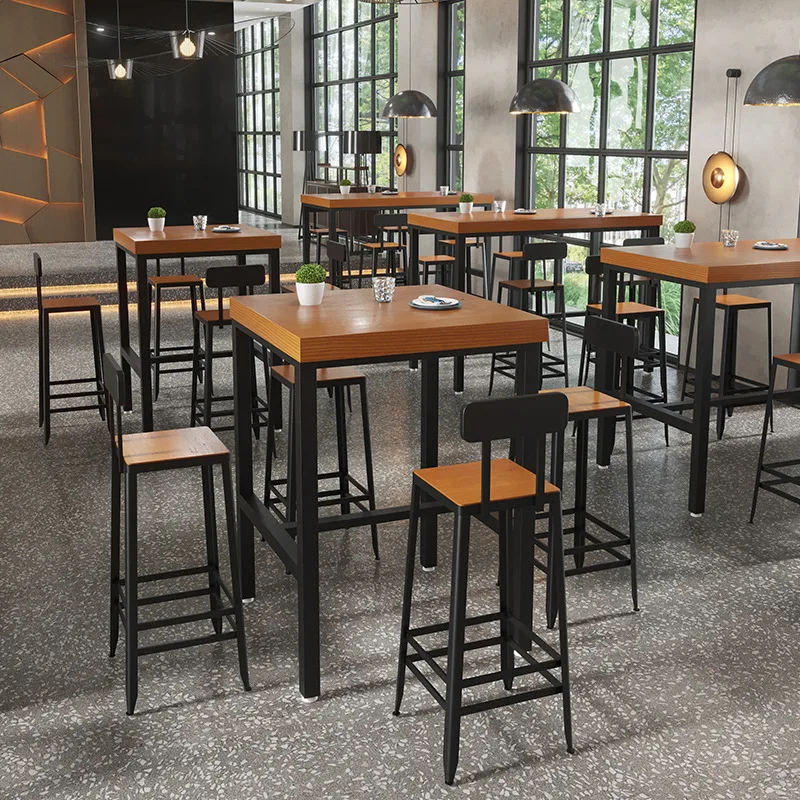 Cafe table and chair combination bar wall high table solid wood household long high table
Cafe table and chair combination bar wall high table solid wood household long high table