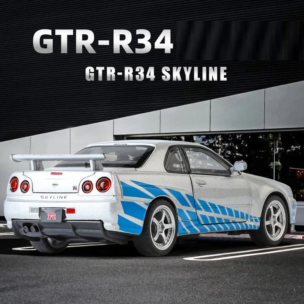 1:32 GTR R34 Sylphy Model Toy Miniature Cars Alloy Diecast Sound Light Doors Opened Pull Back Ornament Vehicles for Boys Gifts
1:32 GTR R34 Sylphy Model Toy Miniature Cars Alloy Diecast Sound Light Doors Opened Pull Back Ornament Vehicles for Boys Gifts