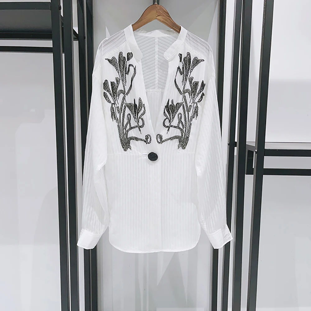 Cotton Blend Women's Blouse Y2k Beaded Floral One Button Lightweight Dark Stripe Loose Peplum Shirt Tops 2025 Summer New
Cotton Blend Women's Blouse Y2k Beaded Floral One Button Lightweight Dark Stripe Loose Peplum Shirt Tops 2025 Summer New