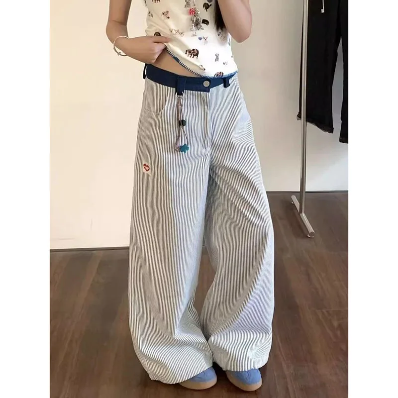 Ladies New American Striped Love Embroidered Wide-leg Pants Design Sense Straight Pants Loose Joker Joker High Waist Casual Pant
Ladies New American Striped Love Embroidered Wide-leg Pants Design Sense Straight Pants Loose Joker Joker High Waist Casual Pant