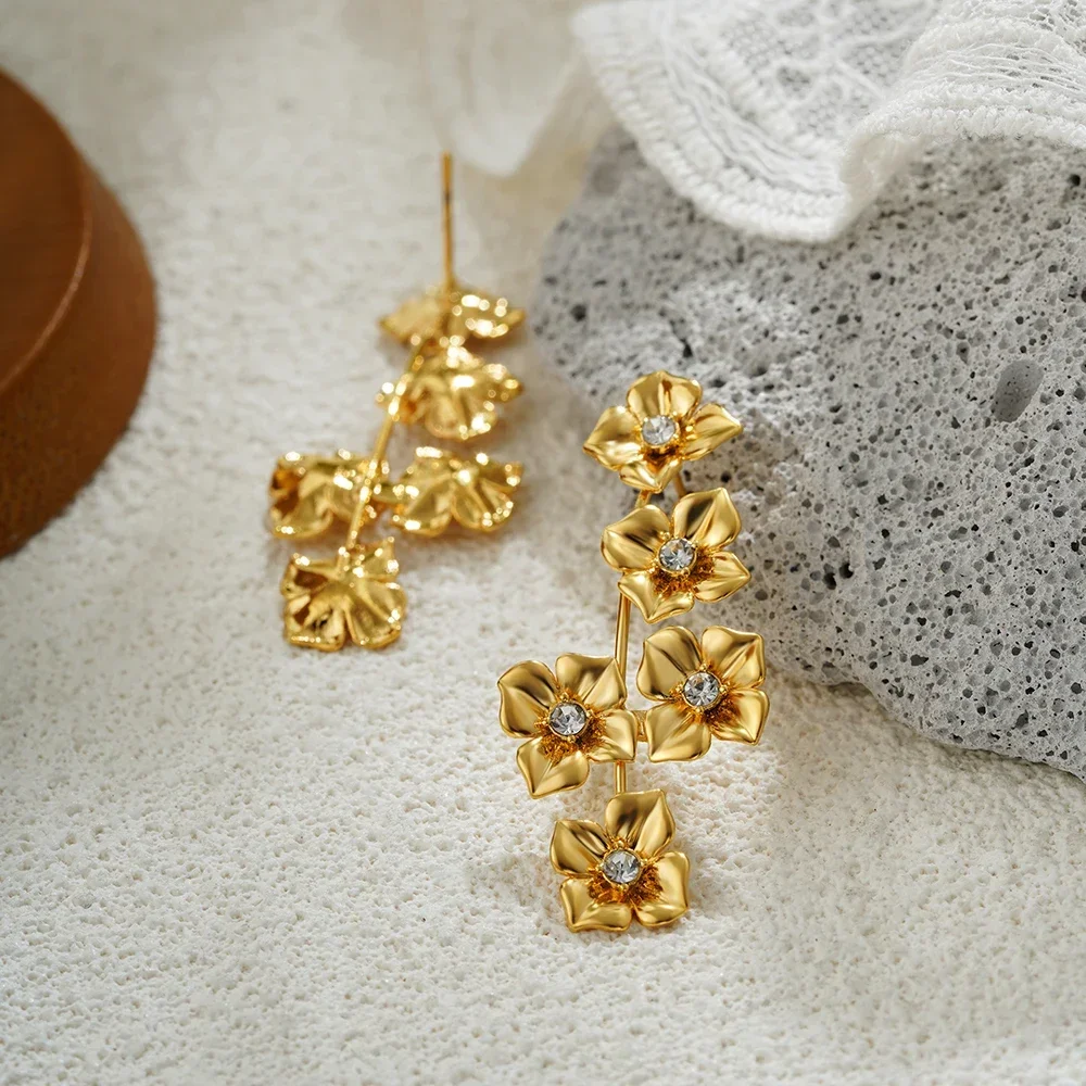 Elegant Gold Color Zircon Flower Drop Earrings for Women Girls Fashion Gold Plated Statement Earring Summer Jewelry 2025 New
Elegant Gold Color Zircon Flower Drop Earrings for Women Girls Fashion Gold Plated Statement Earring Summer Jewelry 2025 New