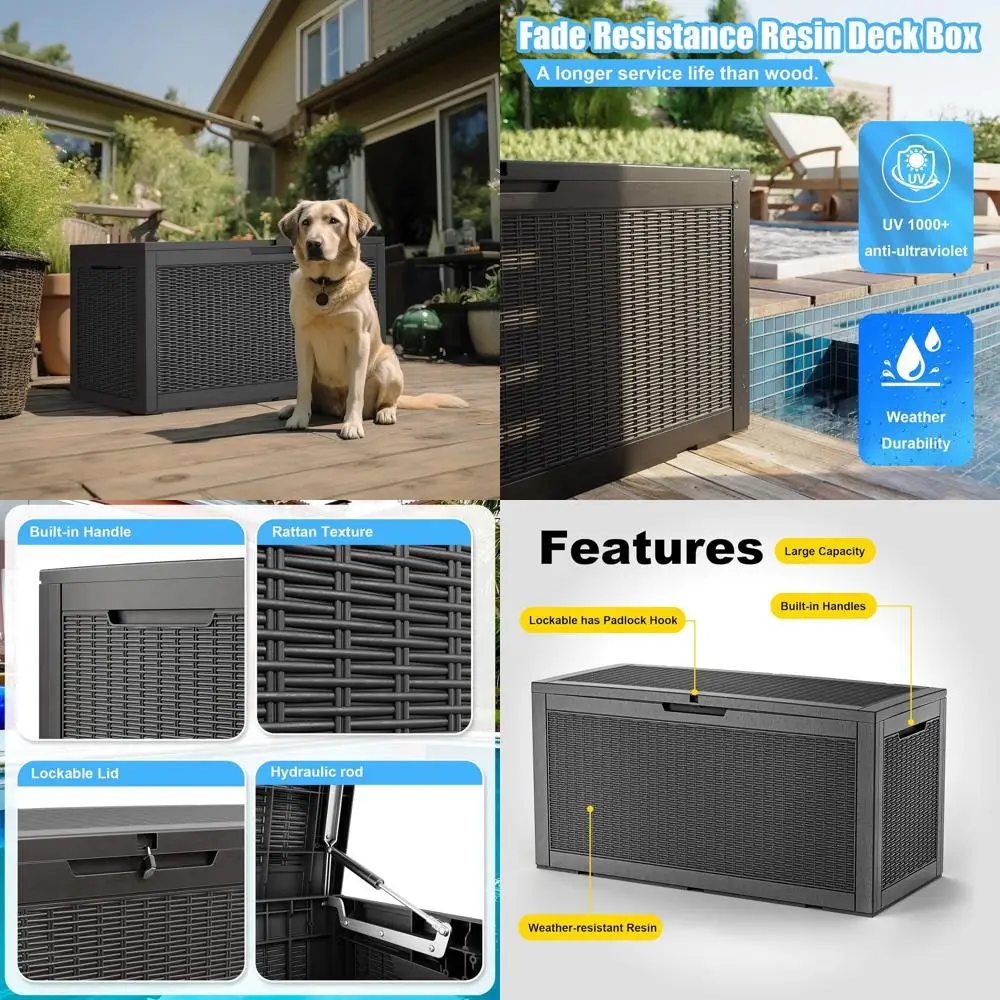 120 Gallon Resin Deck Box - Lockable Outdoor Storage for Patio Furniture, Pool Accessories, Garden Tools (Black)
120 Gallon Resin Deck Box - Lockable Outdoor Storage for Patio Furniture, Pool Accessories, Garden Tools (Black)