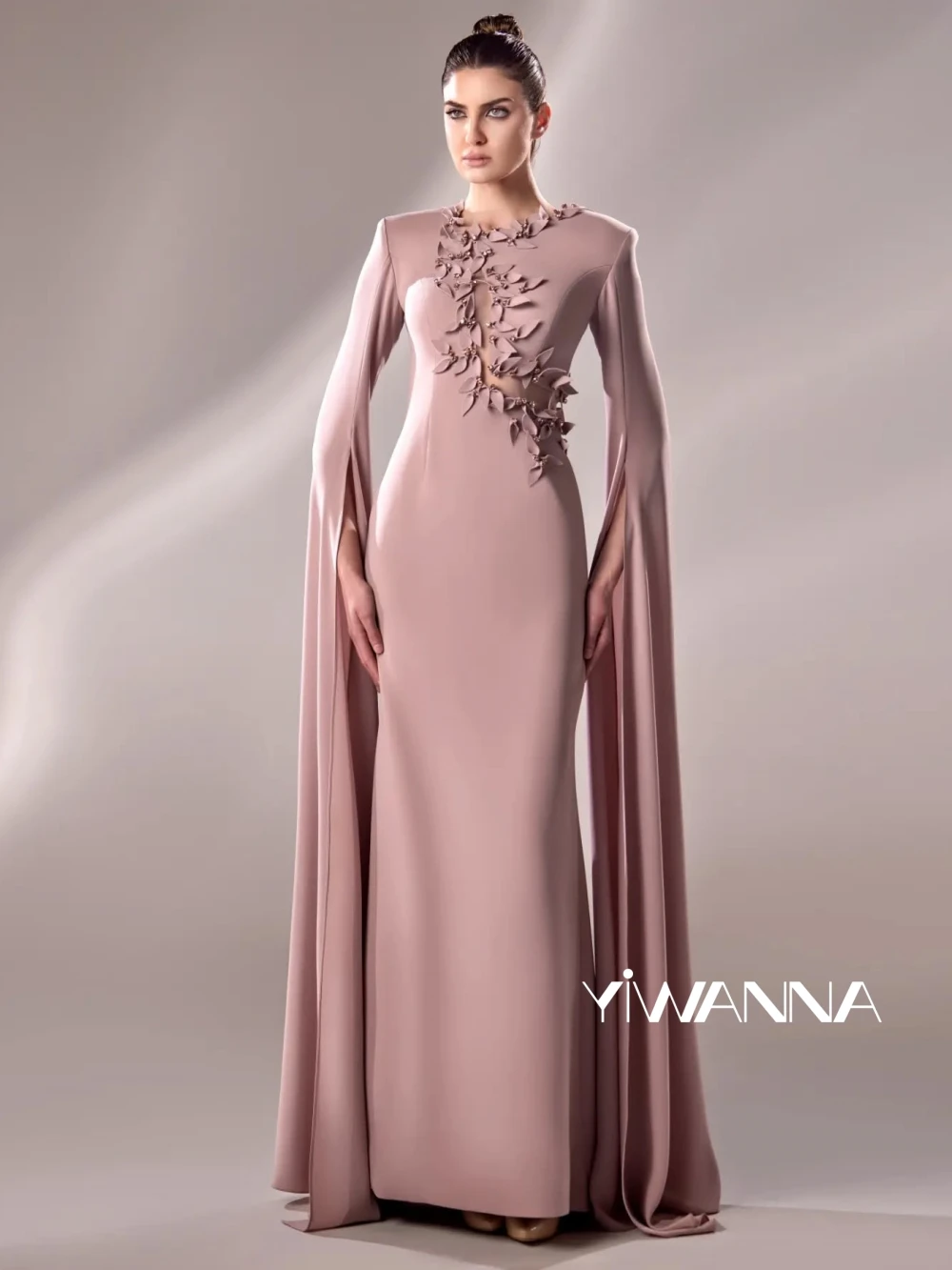 Graceful 3D Leaf Satin Sheath Long Mother Of The Bride Dress For Wedding Modest Cape Sleeve Evening Dress Customized Prom Gown
Graceful 3D Leaf Satin Sheath Long Mother Of The Bride Dress For Wedding Modest Cape Sleeve Evening Dress Customized Prom Gown