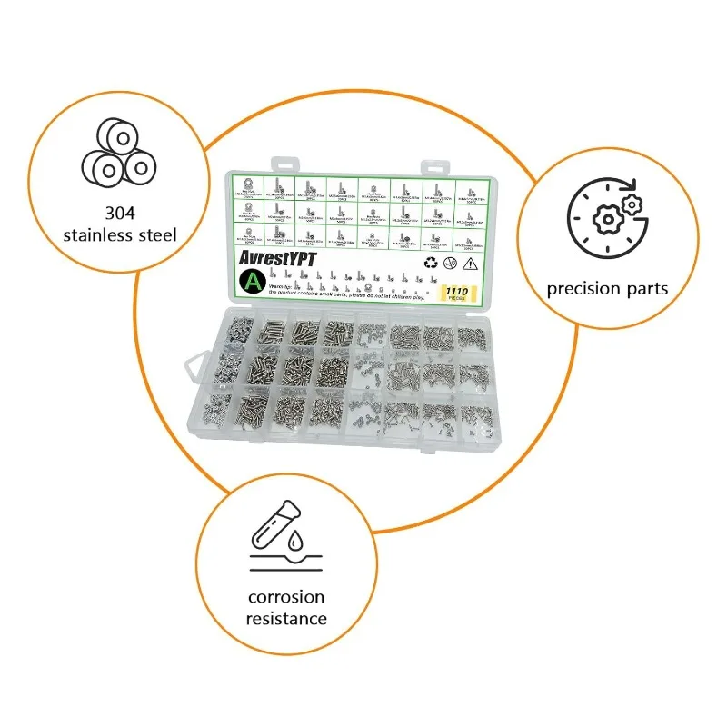 1110 pieces 304 stainless steel metric miniature screws and nuts classified M1-M2.5 size cross circle widely cited
1110 pieces 304 stainless steel metric miniature screws and nuts classified M1-M2.5 size cross circle widely cited