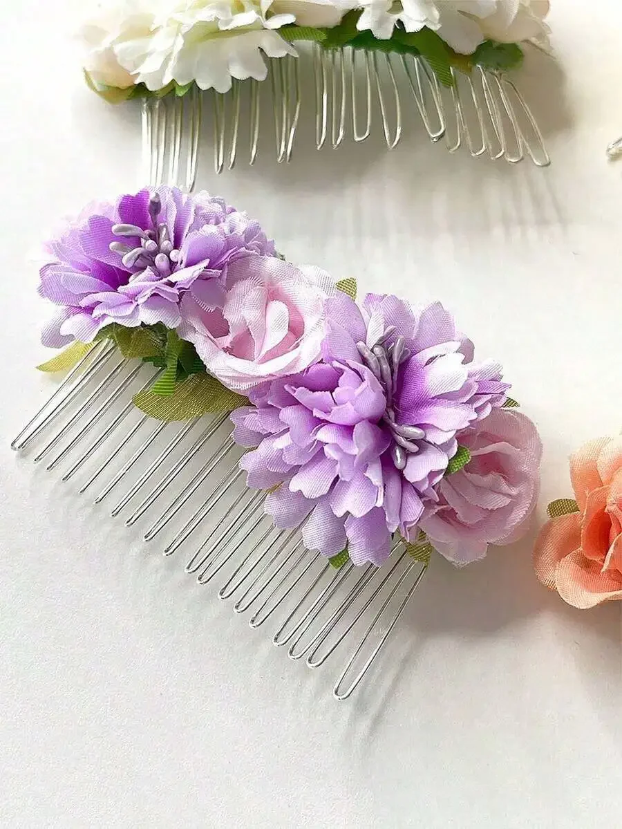 Womens Faux Fabric Flower Hair Comb, Purple Pink Floral Side Comb for Wedding Bridal Beach Vacation
Womens Faux Fabric Flower Hair Comb, Purple Pink Floral Side Comb for Wedding Bridal Beach Vacation