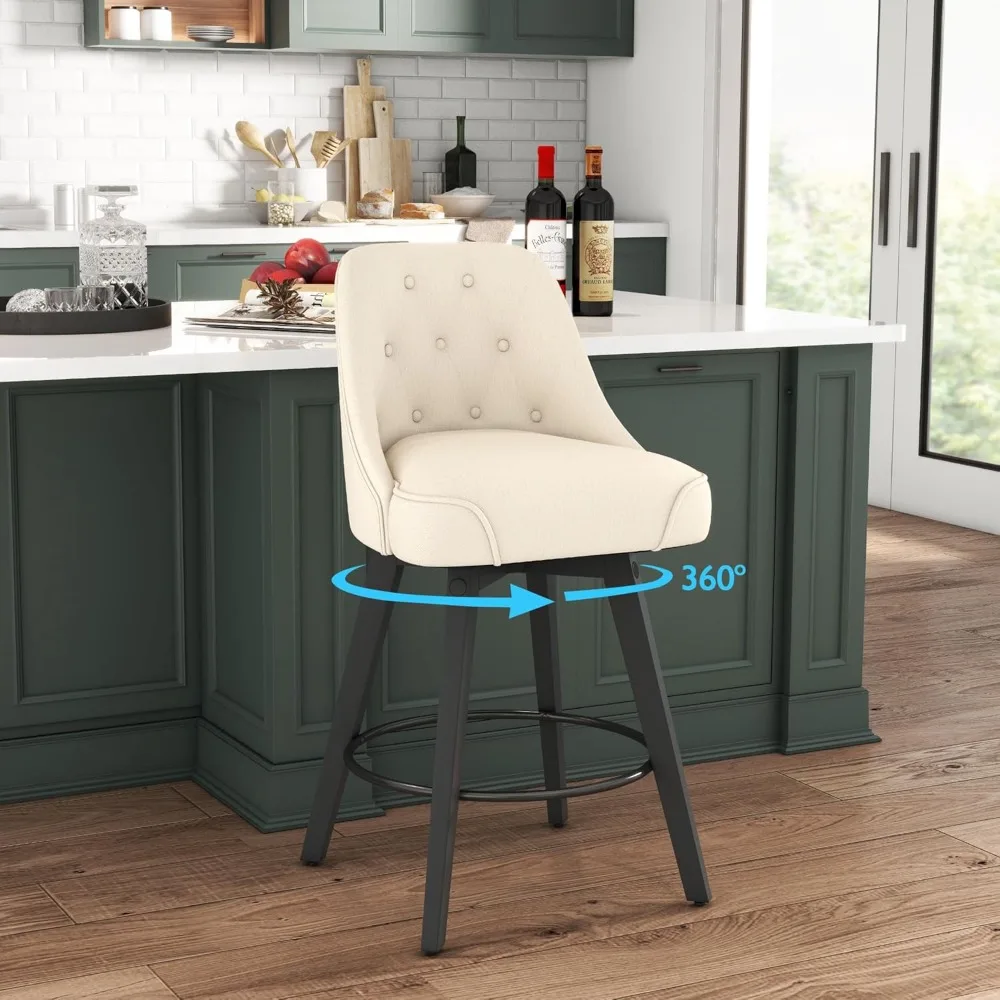 Swivel Bar Stools with Backs, 26"" Counter Height Bar Stools, Fabric Upholstered Barstools Counter Height Chairs with Solid Wood 
Swivel Bar Stools with Backs, 26"" Counter Height Bar Stools, Fabric Upholstered Barstools Counter Height Chairs with Solid Wood