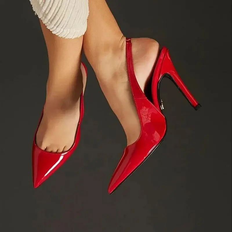 Patent Leather Red Slingback Pumps 10CM Pointed Toe Shallow Slip On Women Stiletto High Heels Party Wedding Bride Shoes Size 45
Patent Leather Red Slingback Pumps 10CM Pointed Toe Shallow Slip On Women Stiletto High Heels Party Wedding Bride Shoes Size 45