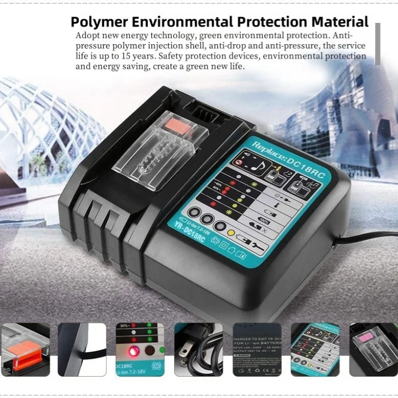 DC18RC High Quality Lithium Replacement Power Tool Battery Charging for Makita Li-ion Battery Fast Charger Display 18V/2A
DC18RC High Quality Lithium Replacement Power Tool Battery Charging for Makita Li-ion Battery Fast Charger Display 18V/2A