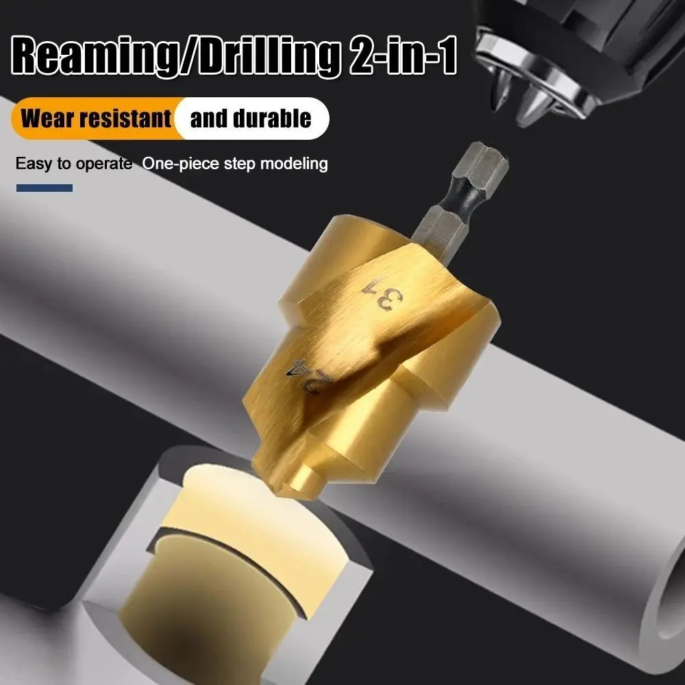 Hexagon Shank PPR Lifting Drill Bit 20/25/32/40/50mm Water Pipe Connection Tool Stepped Drill Bit Spiral Titanium Plated
Hexagon Shank PPR Lifting Drill Bit 20/25/32/40/50mm Water Pipe Connection Tool Stepped Drill Bit Spiral Titanium Plated