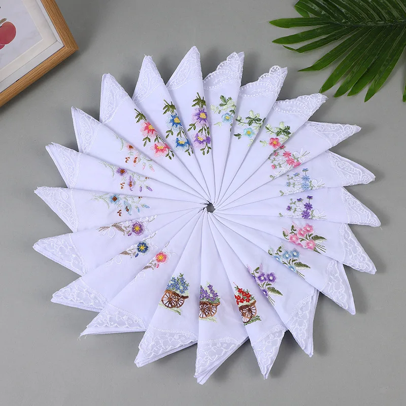 12Pcs New Women's Plain Weave Embroidery Flower with Lace Edge Pure Cotton Various Handkerchiefs Lace Hand Towel
12Pcs New Women's Plain Weave Embroidery Flower with Lace Edge Pure Cotton Various Handkerchiefs Lace Hand Towel