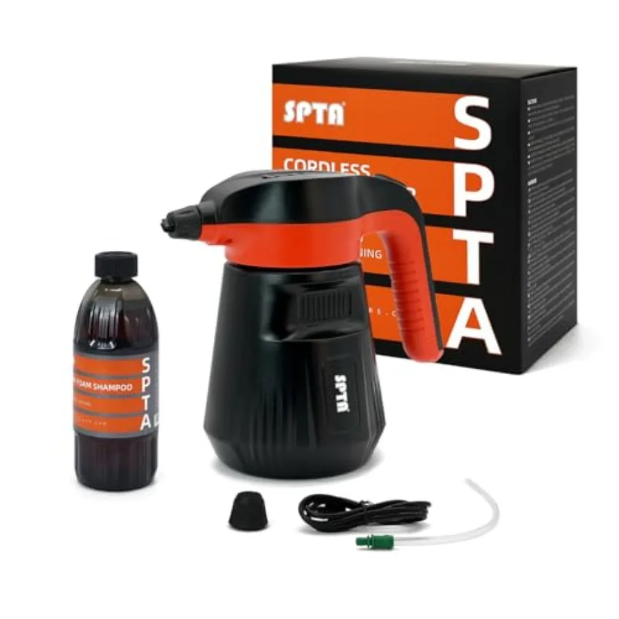 Car wash foam sprayer for detailing polypropylene body black/gray cordless electric pressurized 2.25L capacity with 500mL shamp
Car wash foam sprayer for detailing polypropylene body black/gray cordless electric pressurized 2.25L capacity with 500mL shamp