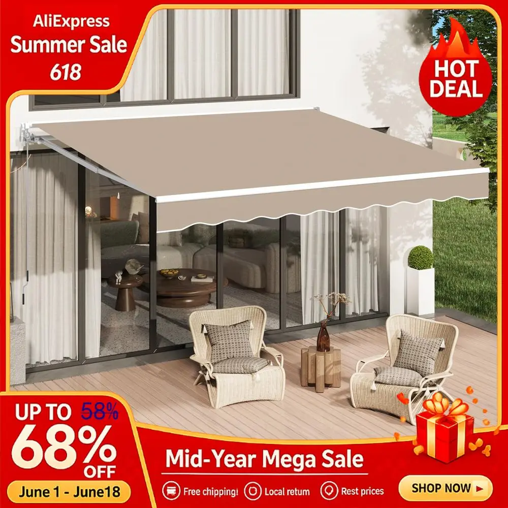 Retractable Awning, 13x8 Manual Awnings for Patio Sun Shade Shelter, WaterResistant Polyester Cover Outdoor Door Window, Custom
Retractable Awning, 13x8 Manual Awnings for Patio Sun Shade Shelter, WaterResistant Polyester Cover Outdoor Door Window, Custom