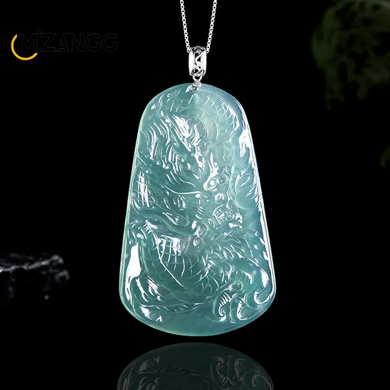 High-grade Natural Jadeite Ice Blue Water Dragon Pendant Hand-carved 18K Gold Buckle Inlaid Jade Men and Women Necklace Mascot
High-grade Natural Jadeite Ice Blue Water Dragon Pendant Hand-carved 18K Gold Buckle Inlaid Jade Men and Women Necklace Mascot