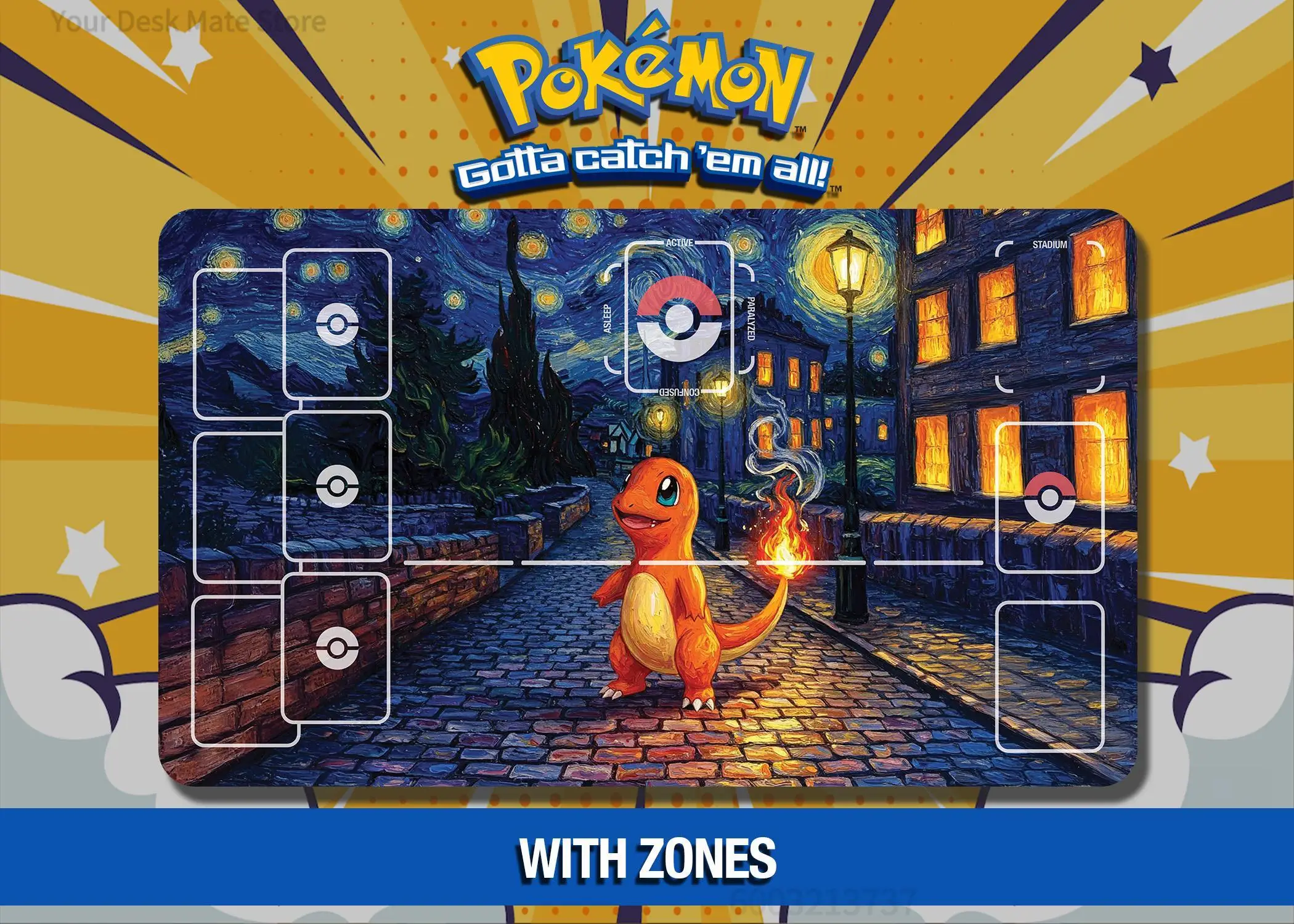 Van Gogh Night Town Charmander Pokemon TCG Playmat Non‑slip Waterproof Desk Mat
Van Gogh Night Town Charmander Pokemon TCG Playmat Non‑slip Waterproof Desk Mat