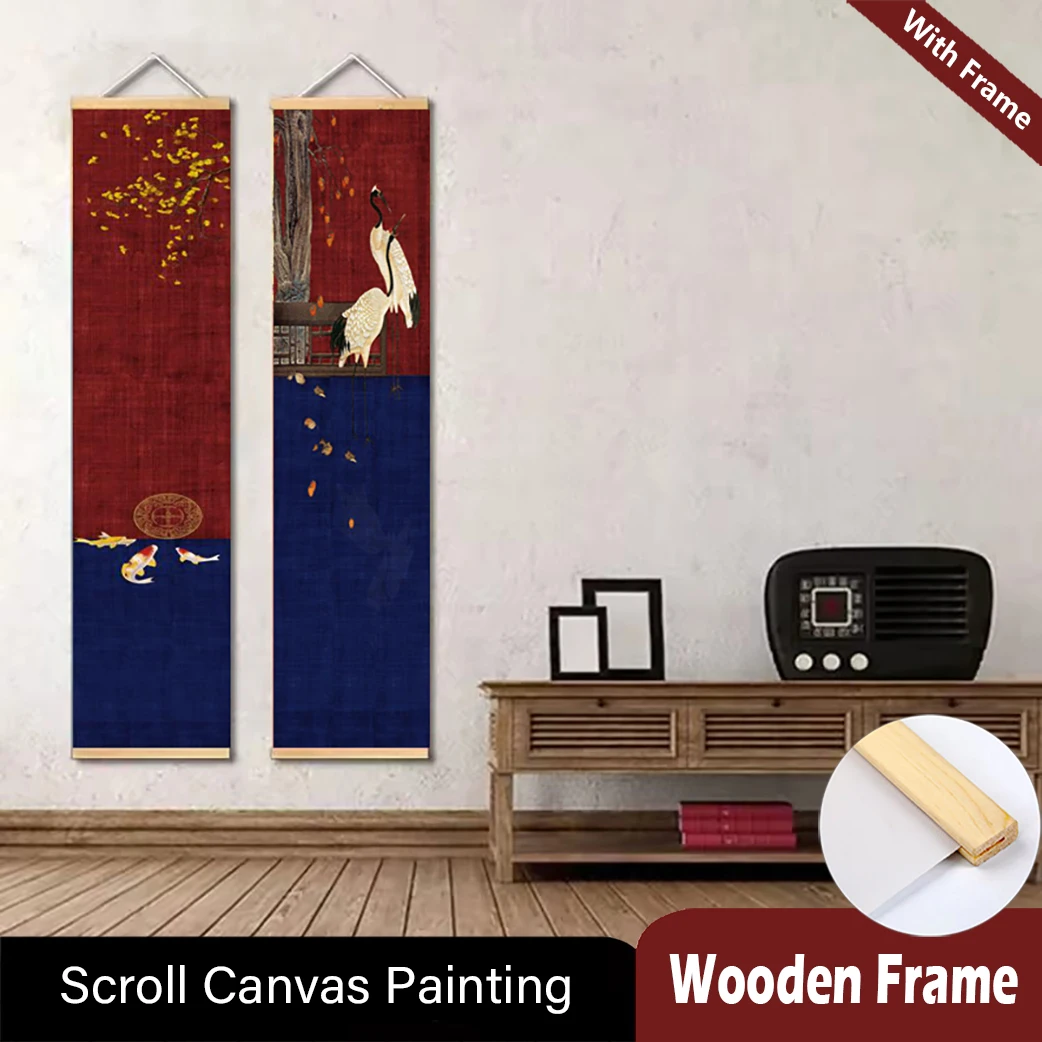 Chinese Flower Green Plants Wall Art Canvas Poster Bedroom Living Room Decor Solid Wood Scroll Painting with Frame
Chinese Flower Green Plants Wall Art Canvas Poster Bedroom Living Room Decor Solid Wood Scroll Painting with Frame