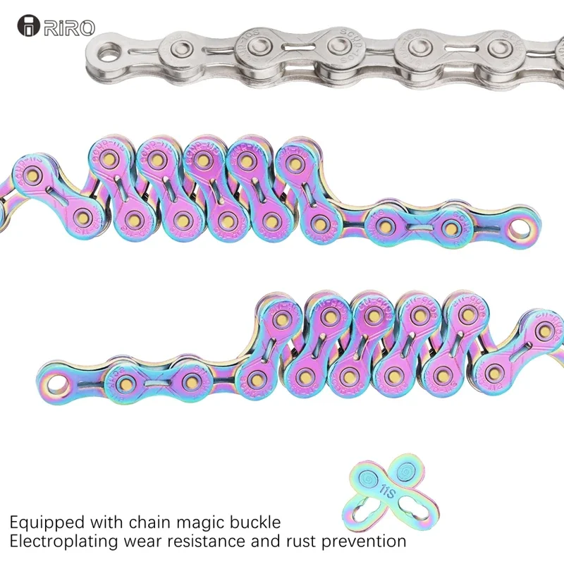 RIRO 126L Gold Colorful Electroplated Chain - X9-X12EL Ultralight Hollow for 9-12Speed Bike
RIRO 126L Gold Colorful Electroplated Chain - X9-X12EL Ultralight Hollow for 9-12Speed Bike