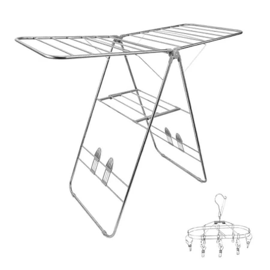 Clothes Drying Rack Foldable -Height Adjustable Laundry Drying Rack Large Space Winged Laundry Rack with Sock Clips for Hanging
Clothes Drying Rack Foldable -Height Adjustable Laundry Drying Rack Large Space Winged Laundry Rack with Sock Clips for Hanging
