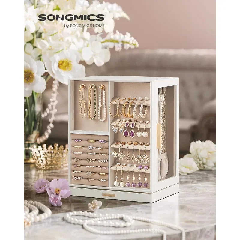 Jewelry Box 360° Rotating, Jewelry Storage Case with 5 Drawers, Jewelry Organizer, Glass Window, Spacious
Jewelry Box 360° Rotating, Jewelry Storage Case with 5 Drawers, Jewelry Organizer, Glass Window, Spacious