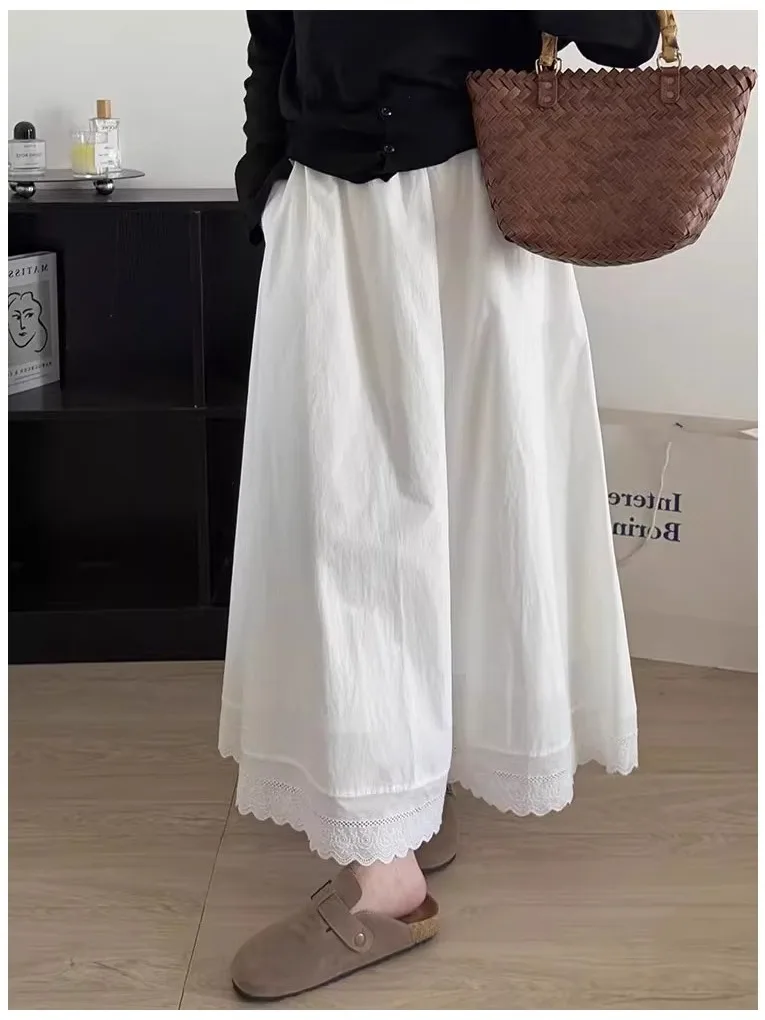 White Lace Patchwork Elastic Waist Loose A-Line Midi Skirt Women's Spring Summer 2025 Korean Sle High Waist Skirt
White Lace Patchwork Elastic Waist Loose A-Line Midi Skirt Women's Spring Summer 2025 Korean Sle High Waist Skirt