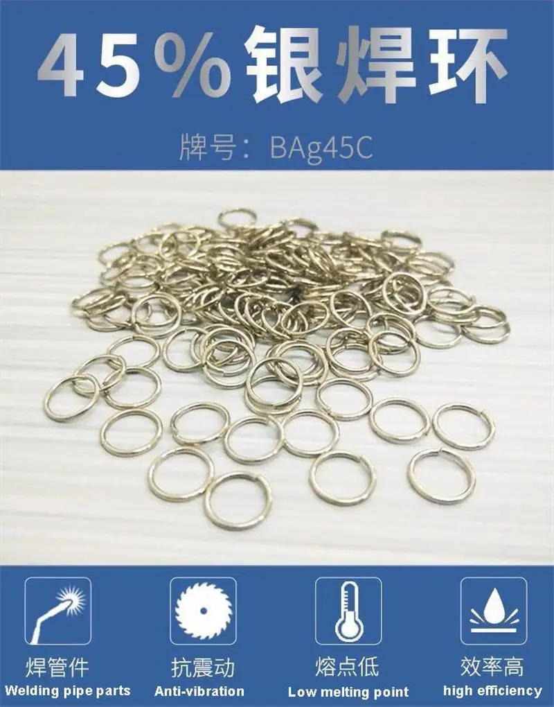 20pcs BAg45CuZn High-Frequency Welding Rings 45% Silver High Silver Content Professional Welding Circles for Skilled Use
20pcs BAg45CuZn High-Frequency Welding Rings 45% Silver High Silver Content Professional Welding Circles for Skilled Use